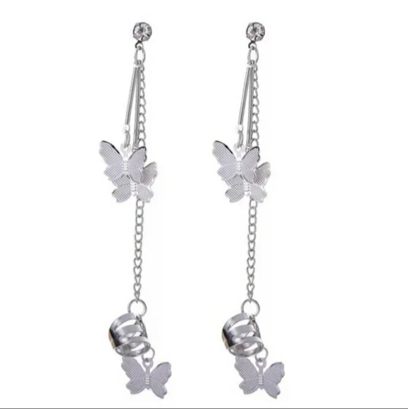 NEW Butterfly Cuff Tassle Earrings - Picture 4 of 5